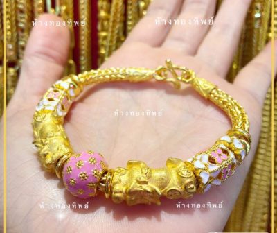 สร้อยข้อมือปี่เซี่ยะประคำพาลเทล น้ำหนัก 5 บาท